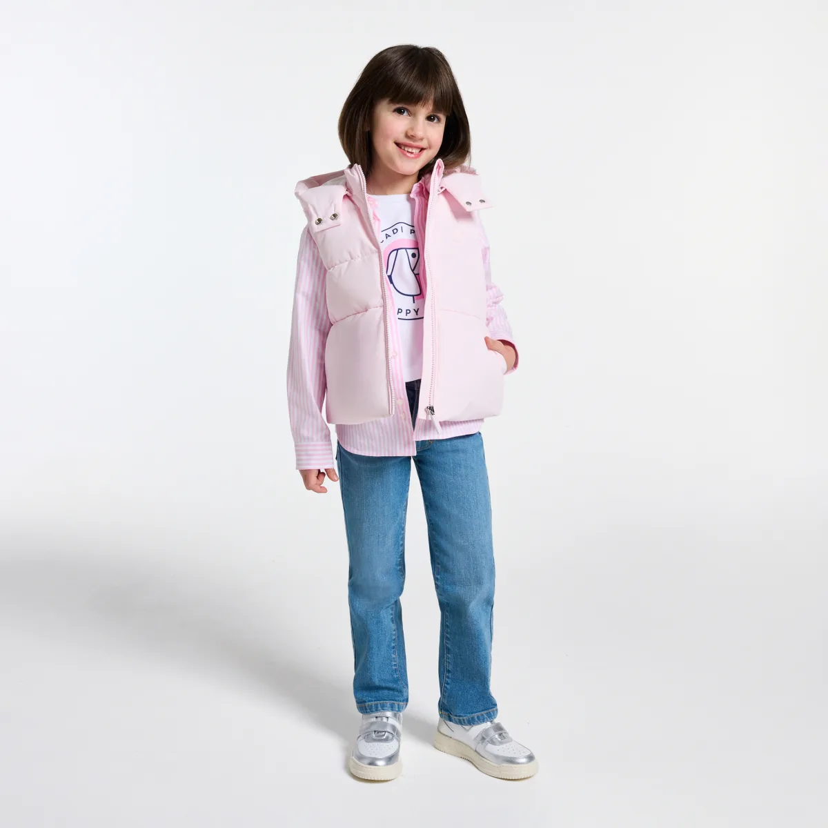 View 3 - Girl sleeveless puffer jacket