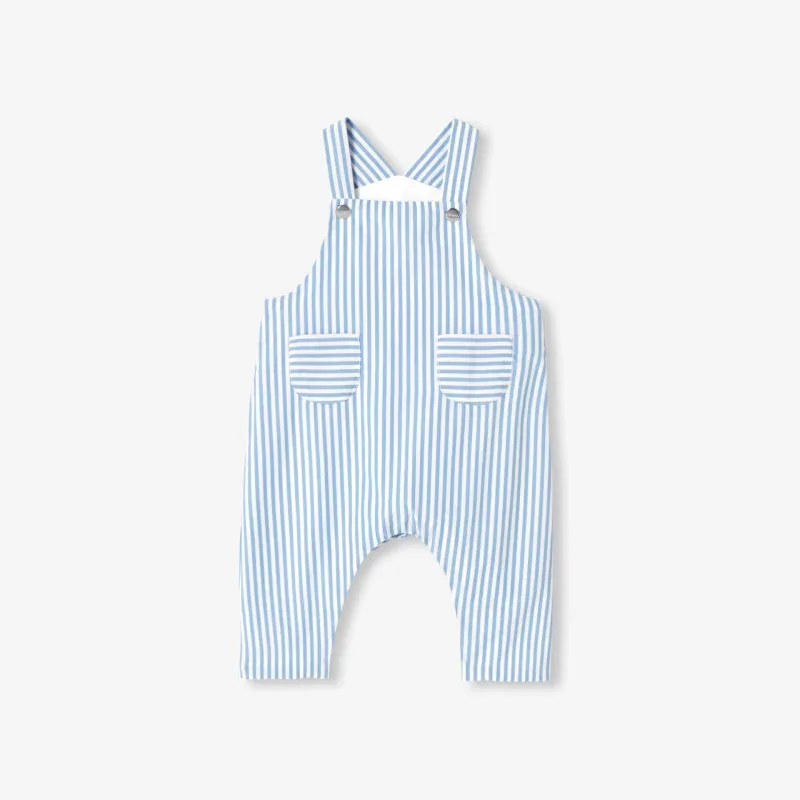 View 1 - Baby boy striped poplin overalls