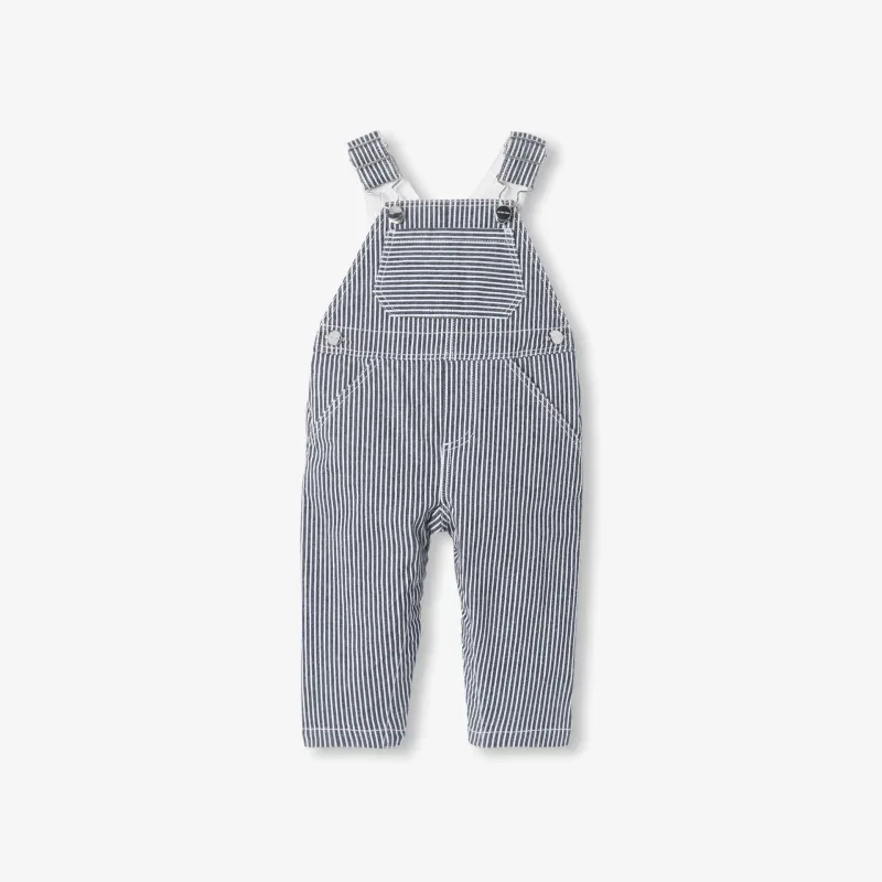 View 1 - Baby striped twill overalls