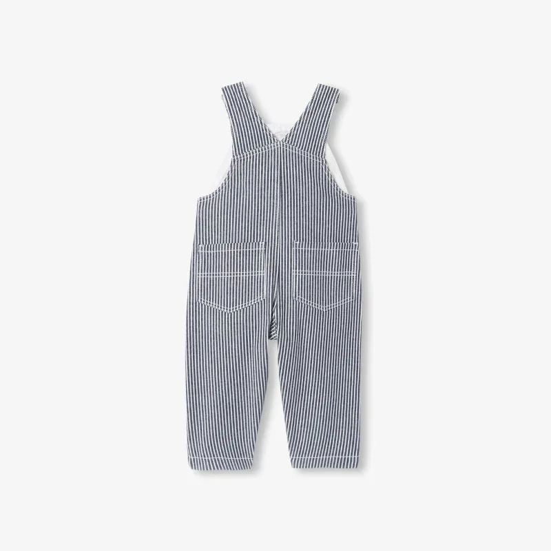 View 2 - Baby striped twill overalls