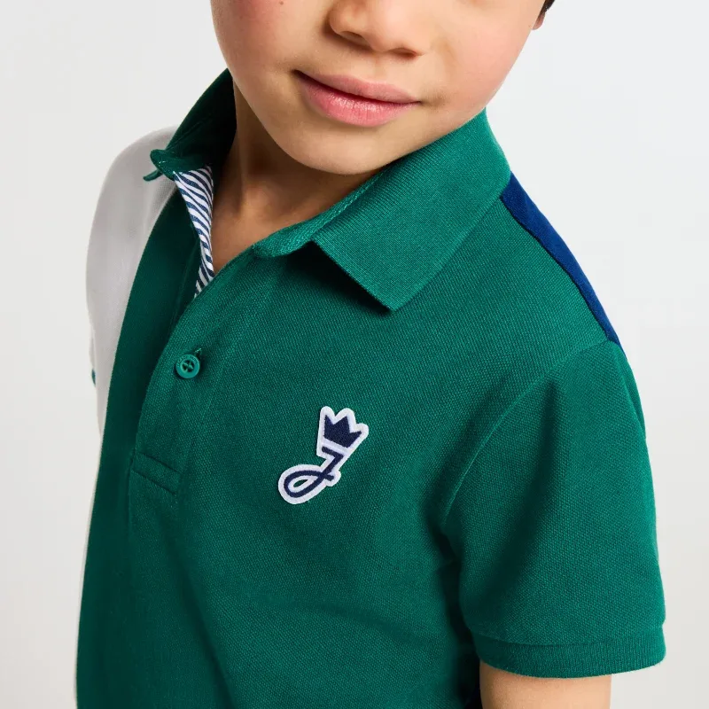View 2 - Boy cotton piqué polo shirt