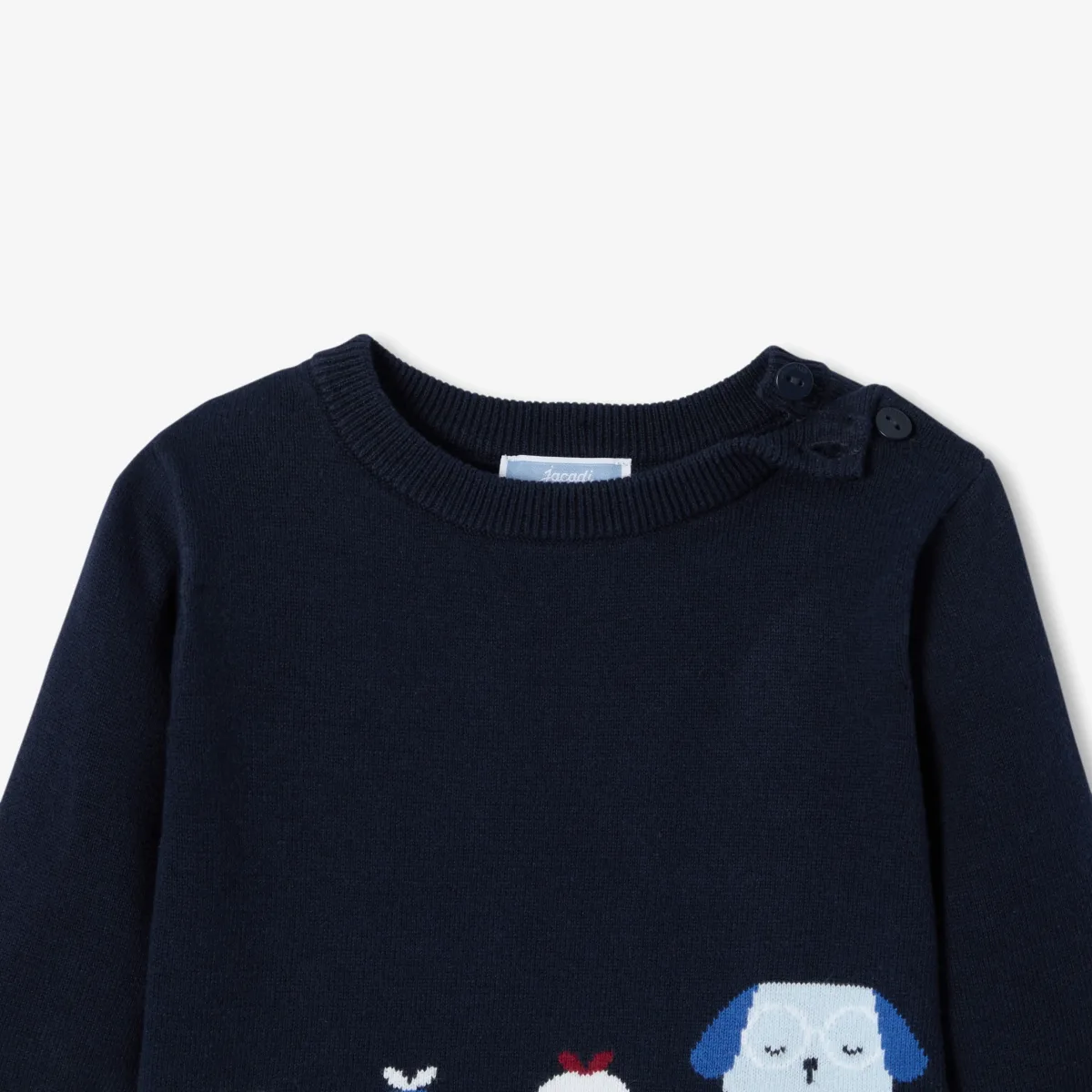 View 3 - Baby cotton intarsia animal jumper