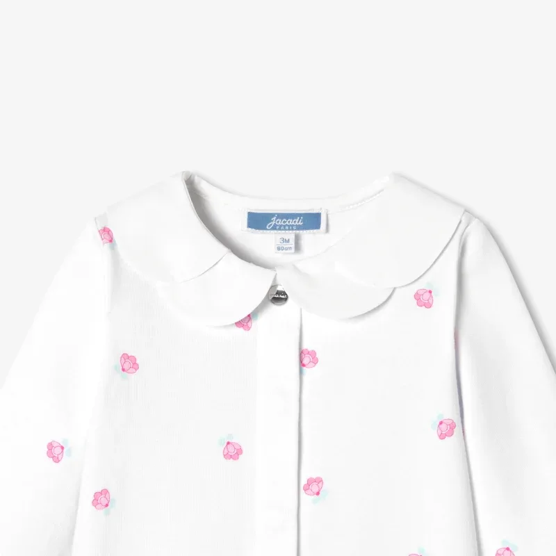 View 3 - Baby girl Interlock cotton floral print pyjamas