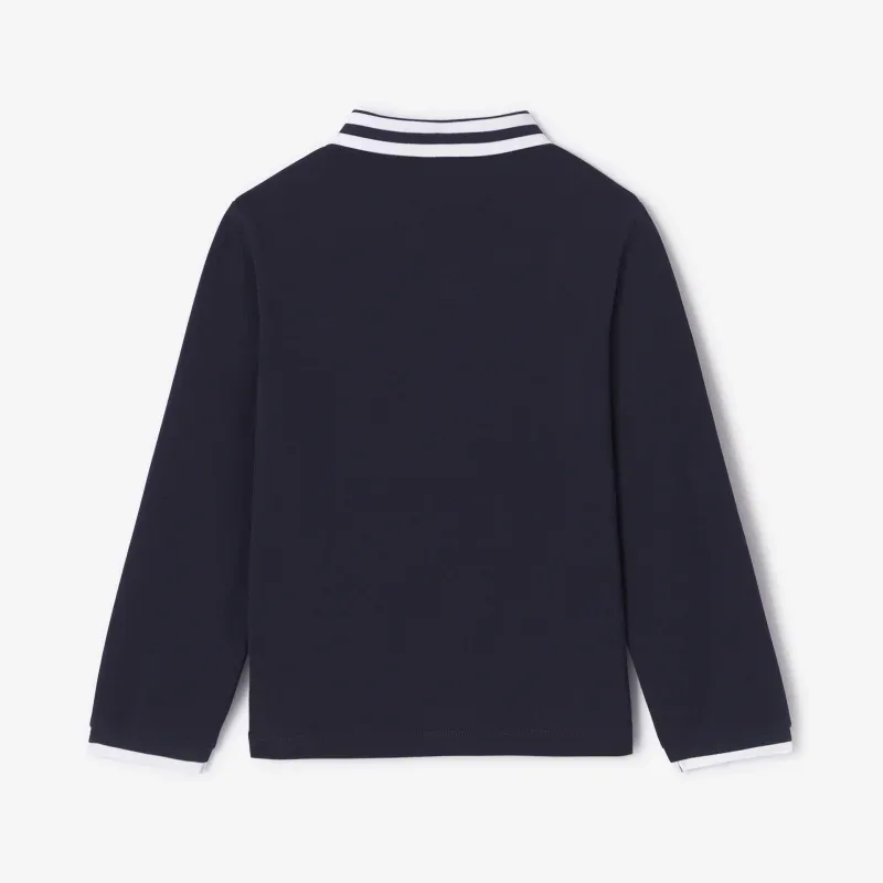 View 2 - Boy long-sleeved cotton polo shirt