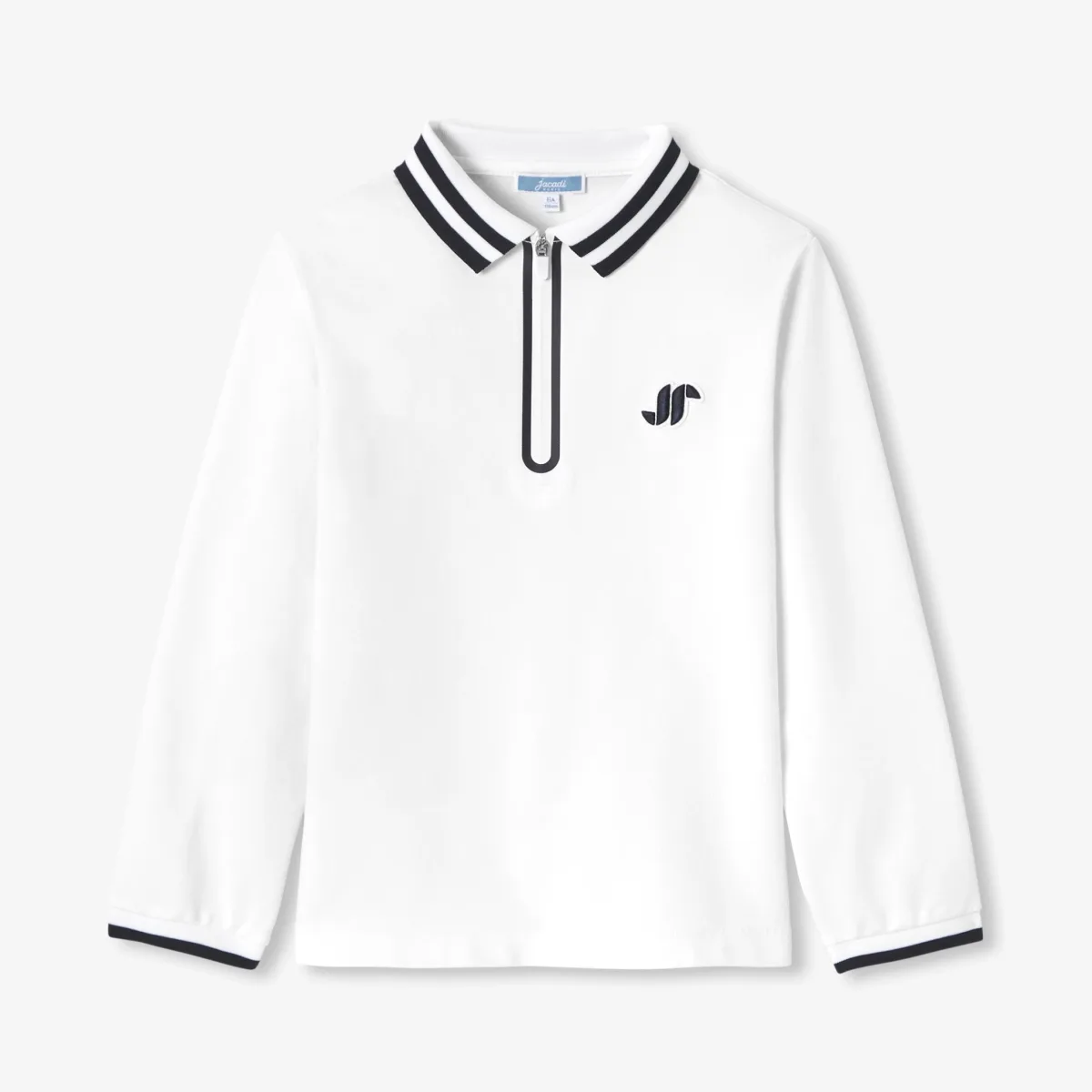 View 1 - Boy long-sleeved cotton polo shirt