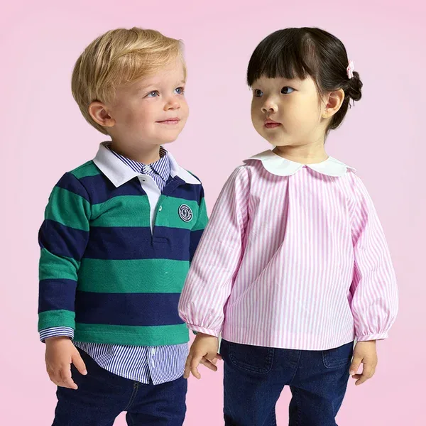View 2 - Baby girl striped poplin blouse