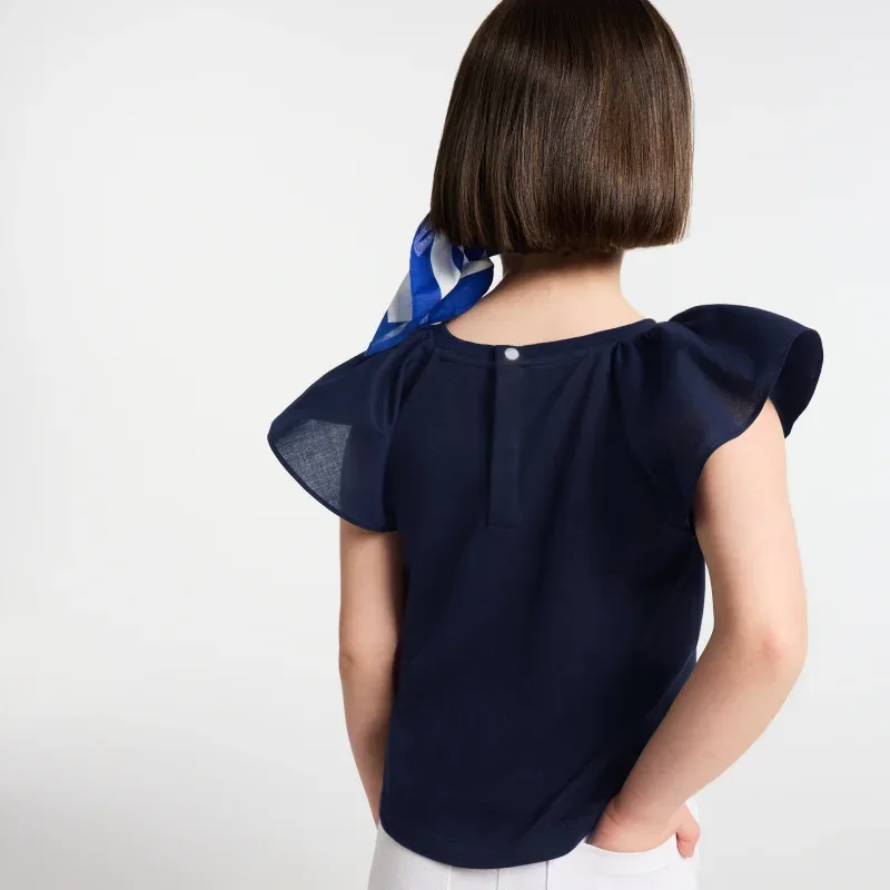View 3 - Girl ruffled sleeve T-shirt