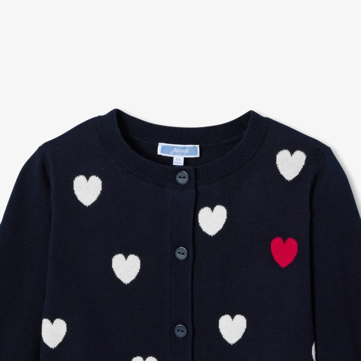 View 3 - Girl heart jacquard cardigan