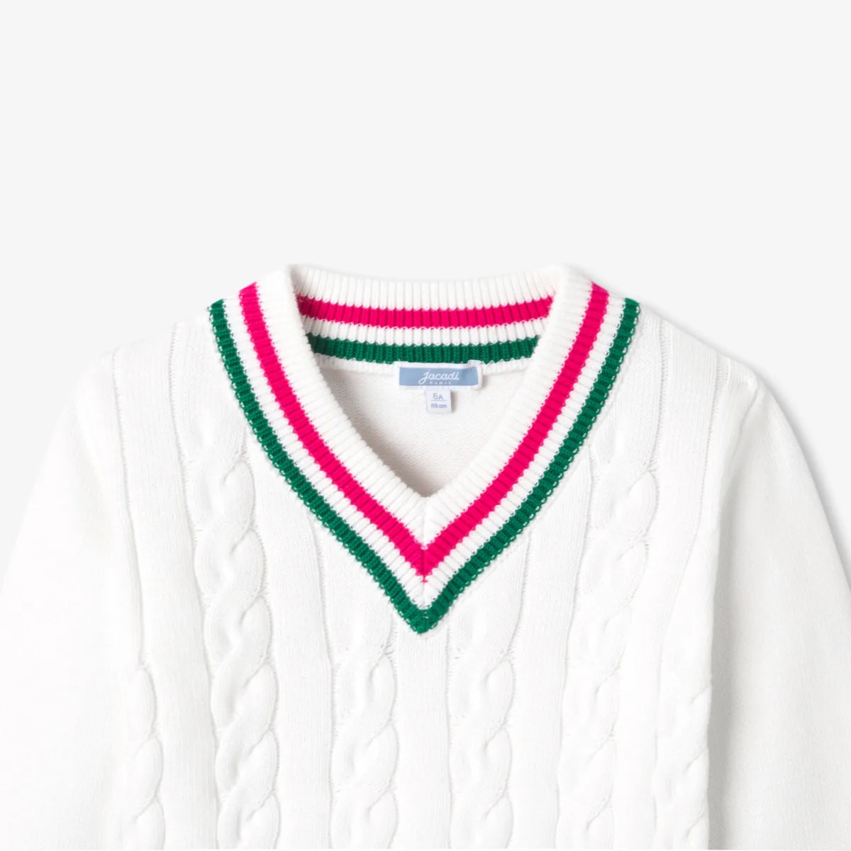 View 3 - Girl cable-knit V-neck jumper