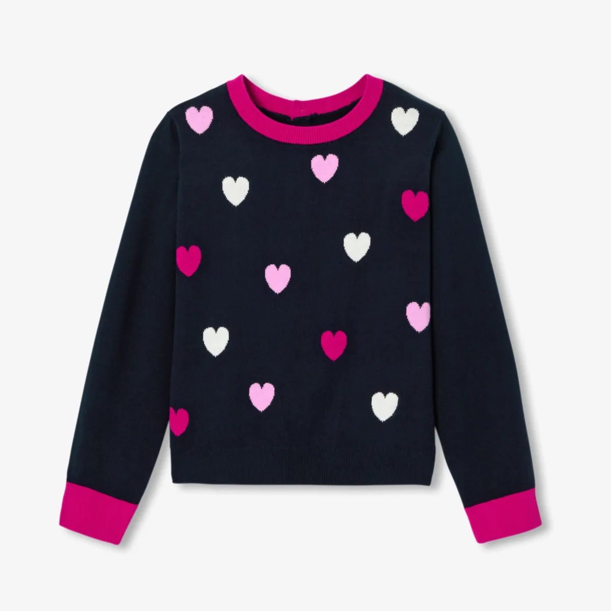 View 1 - Girl heart jacquard jumper