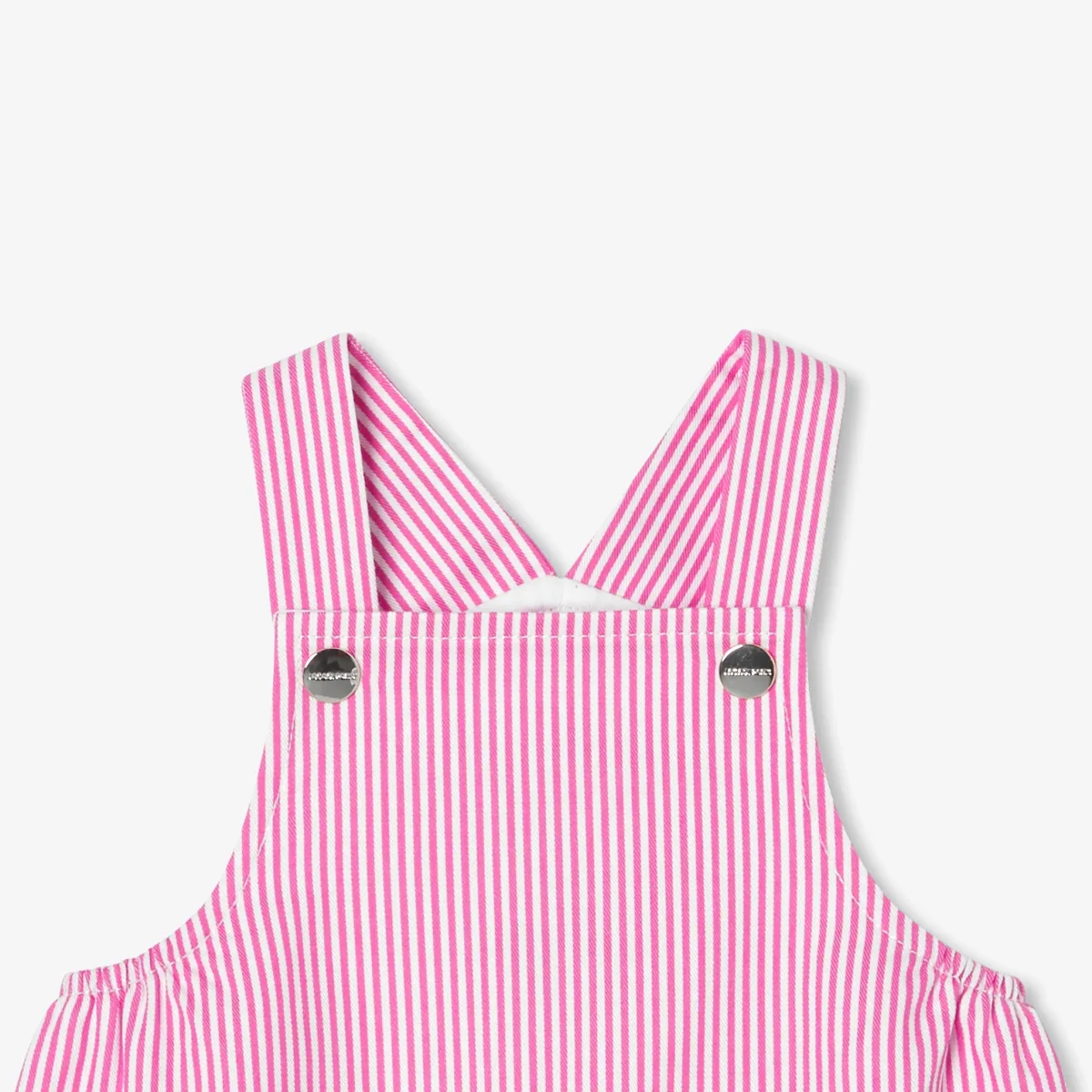 View 3 - Baby girl striped twill dungarees