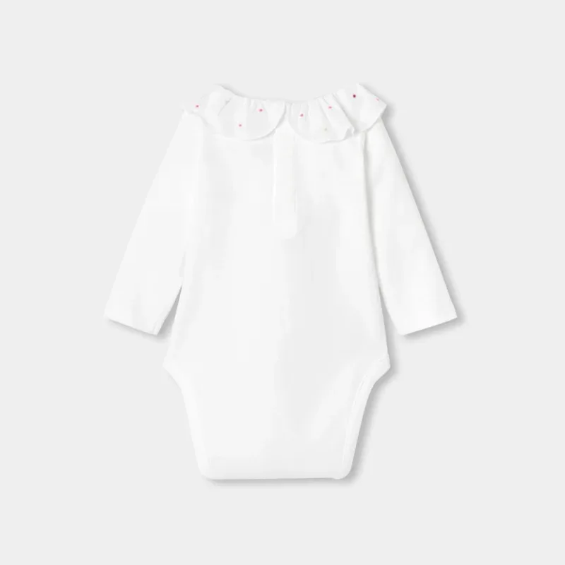 View 2 - Baby girl long-sleeved bodysuit with petal collar