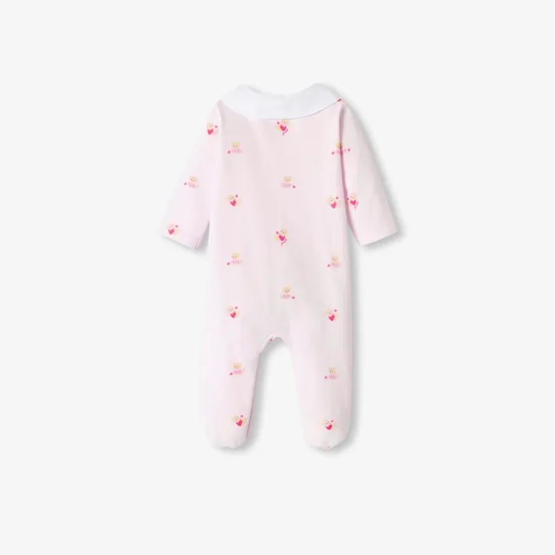 View 2 - Baby girl fleece pyjamas with cat and heart motifs