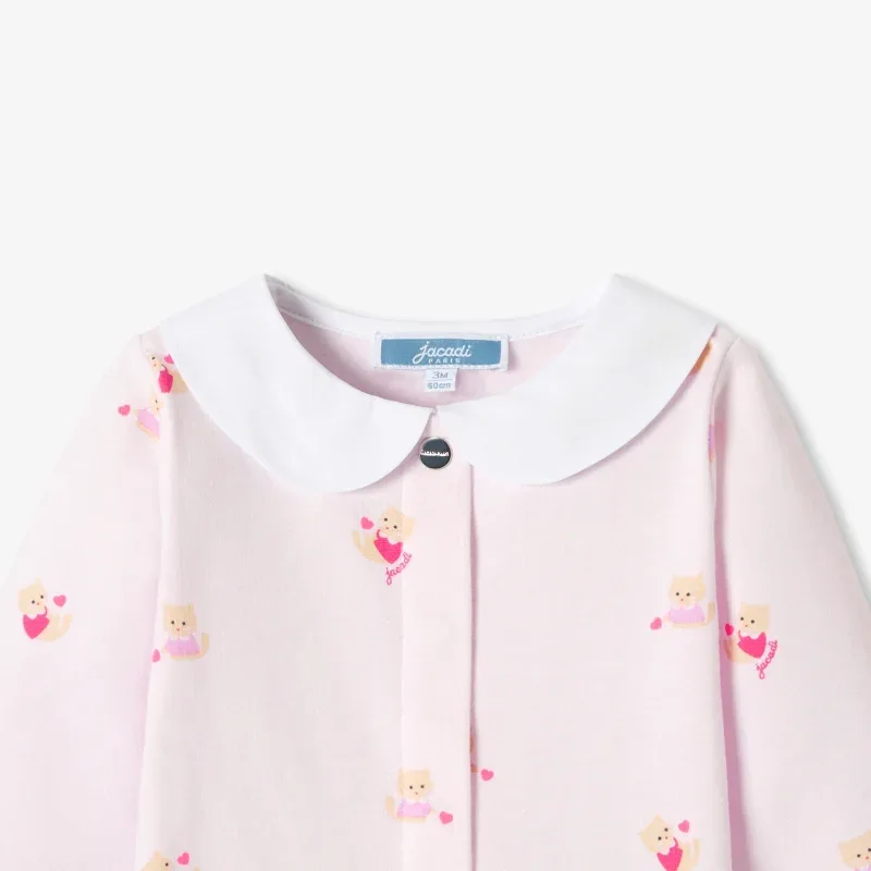 View 3 - Baby girl fleece pyjamas with cat and heart motifs