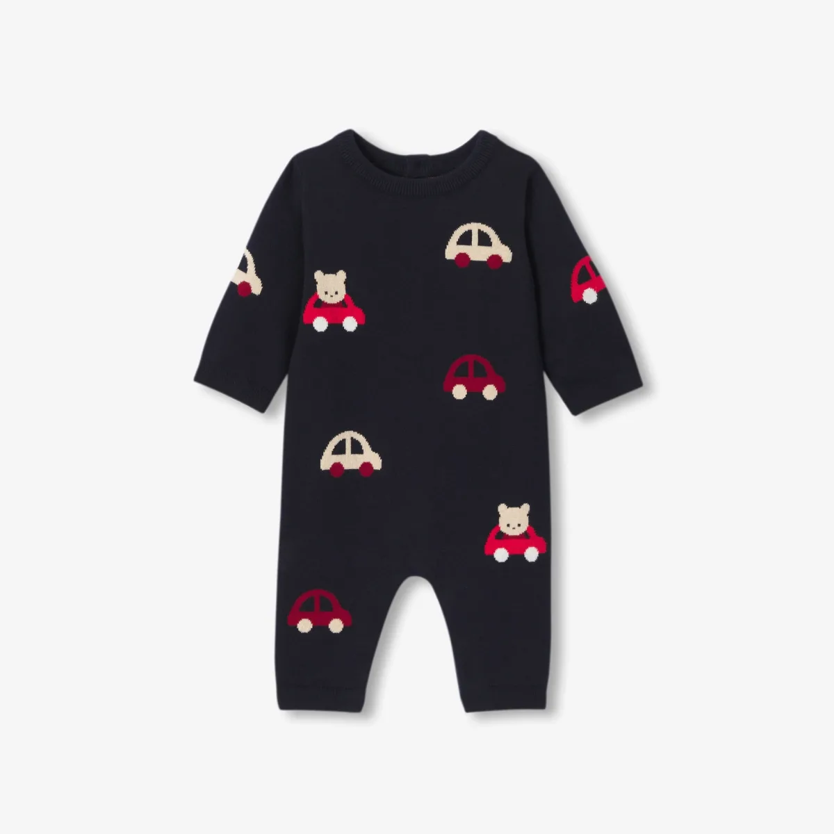View 1 - Baby boy pattern knit jumpsuit