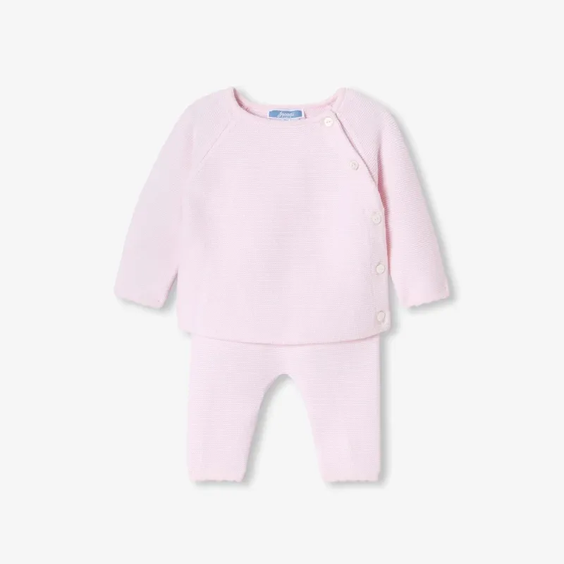 View 1 - Baby girl garter stitch knit set