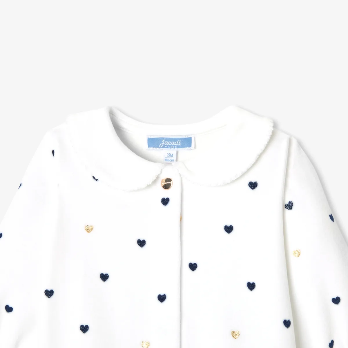 View 3 - Baby girl velvet pyjamas with Peter Pan collar