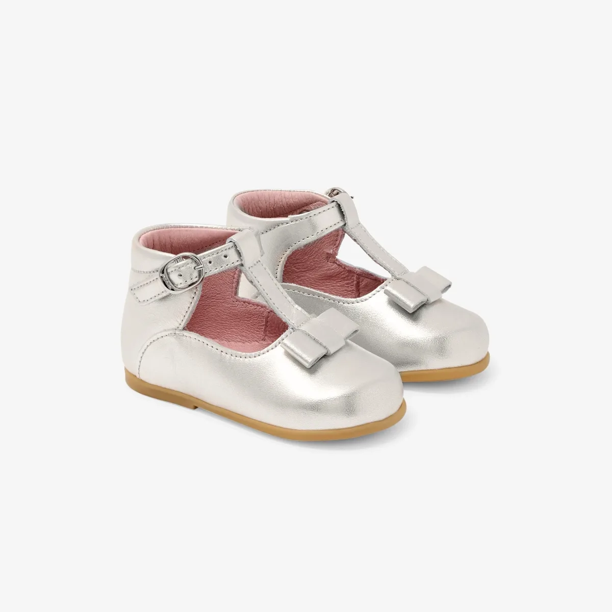 View 2 - Baby girl iridescent leather T-strap shoes