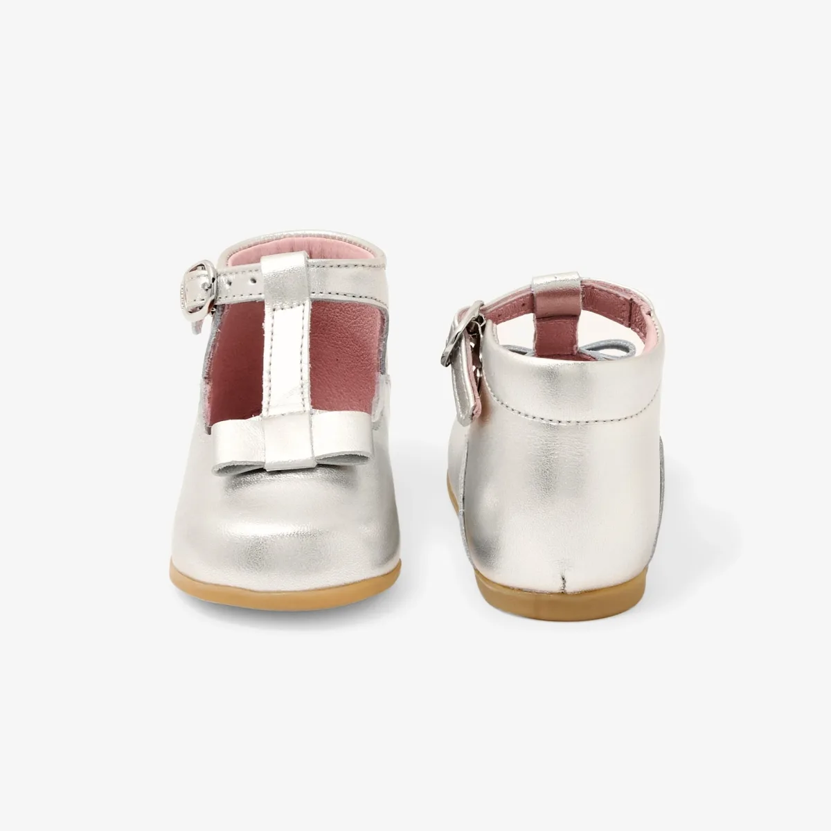 View 3 - Baby girl iridescent leather T-strap shoes