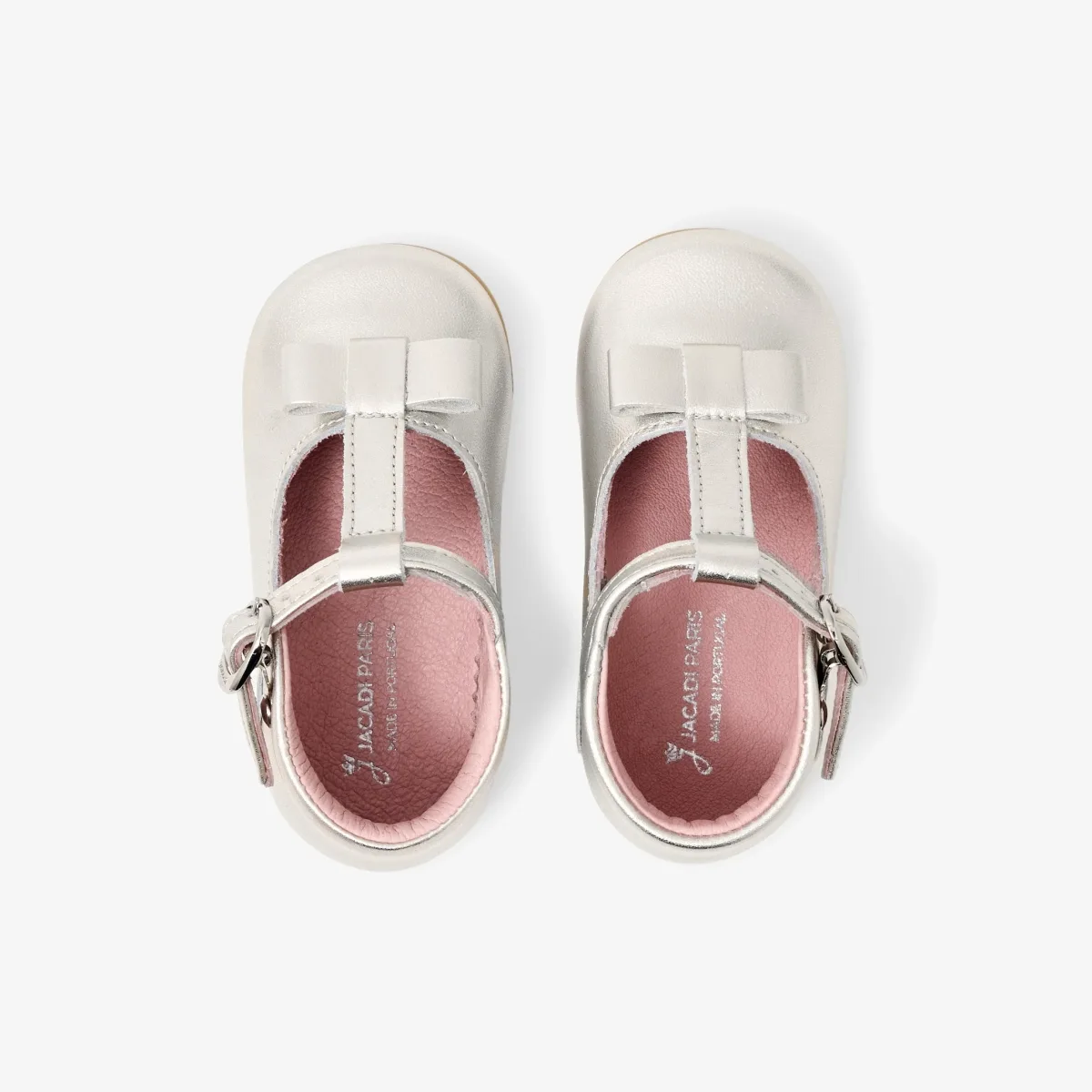 View 5 - Baby girl iridescent leather T-strap shoes
