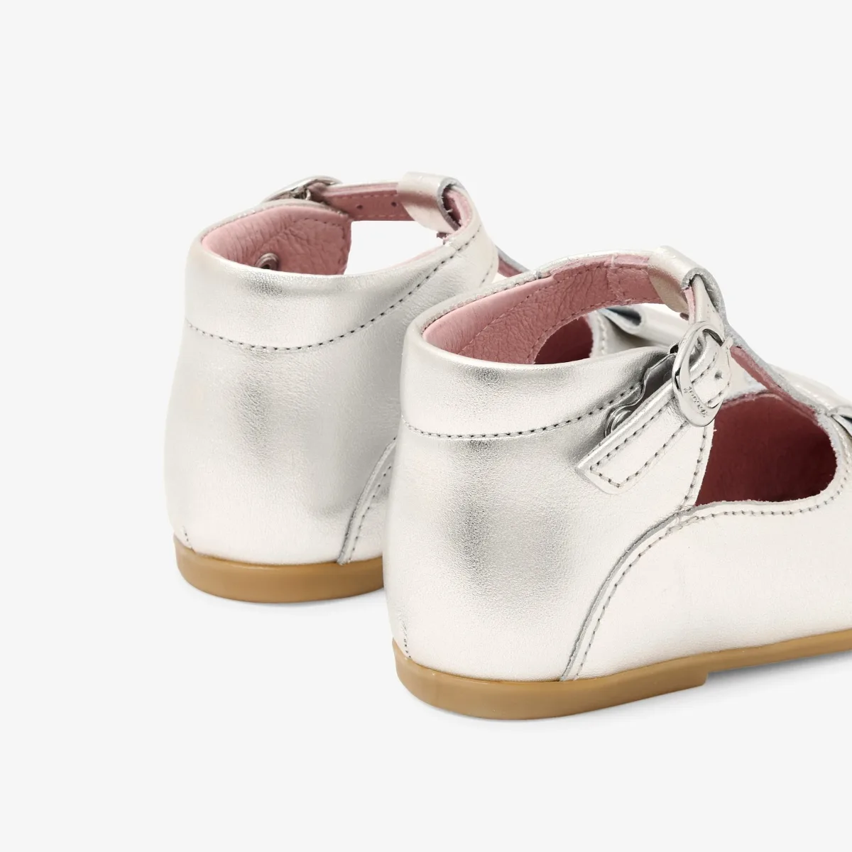 View 6 - Baby girl iridescent leather T-strap shoes