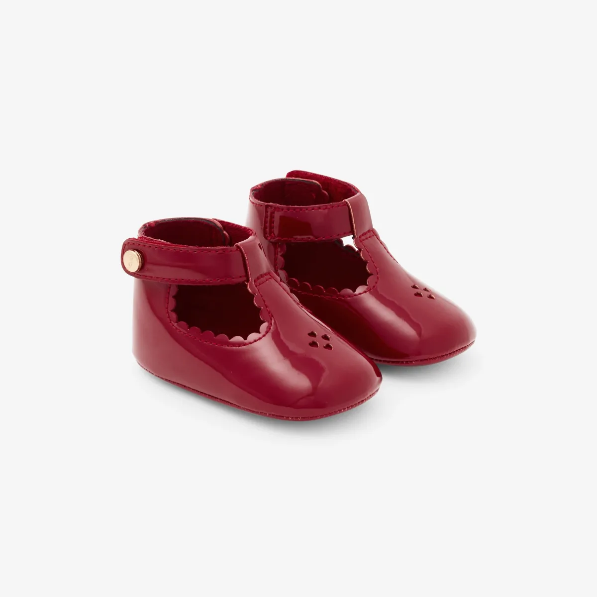 View 2 - Baby girl patent leather T-strap soft slippers