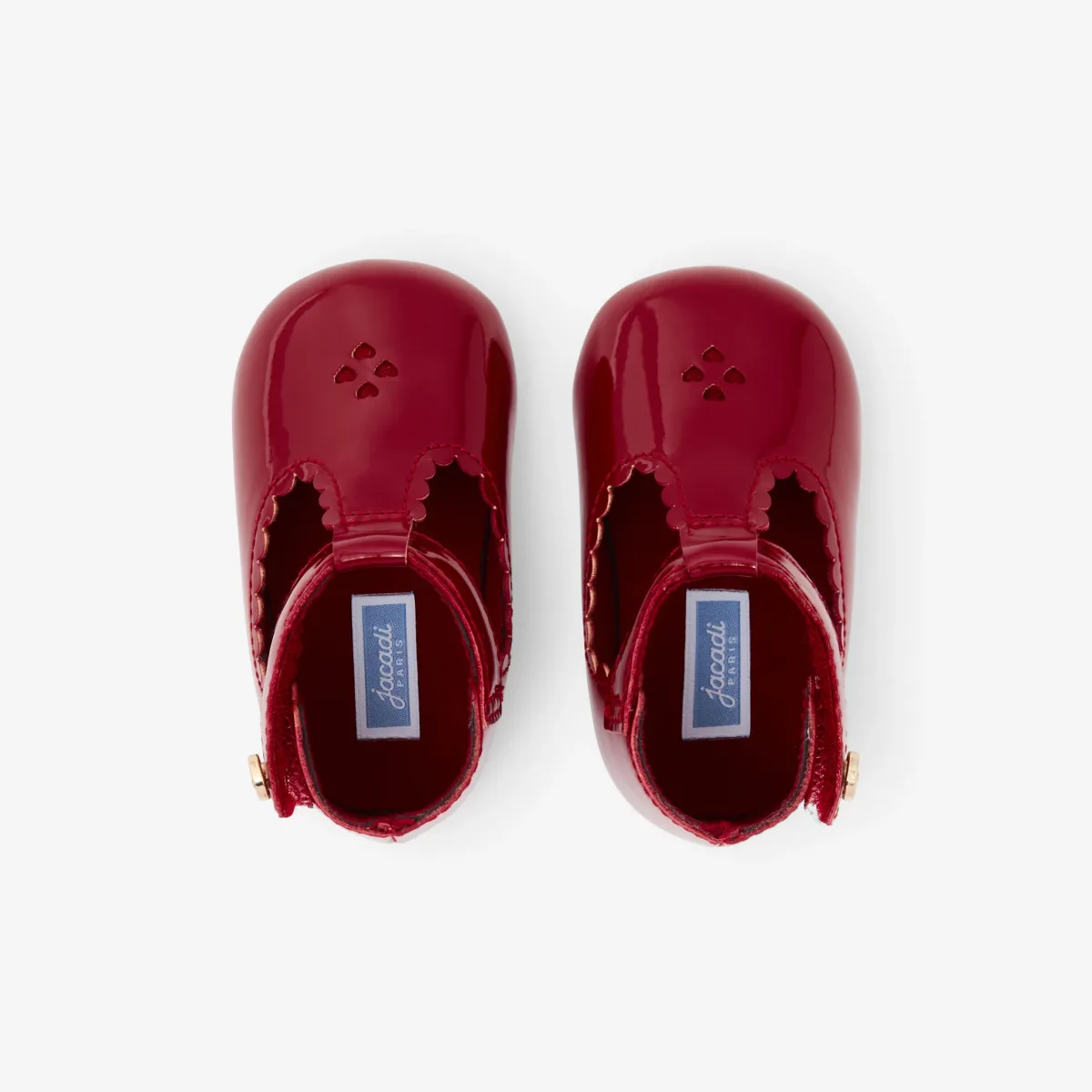 View 3 - Baby girl patent leather T-strap soft slippers