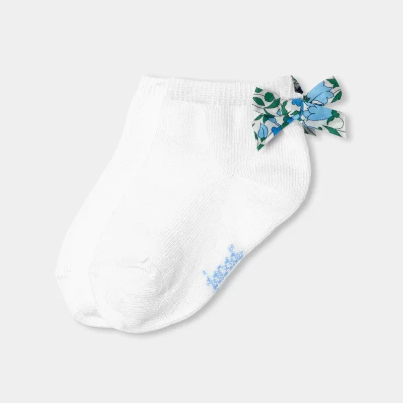 View 1 - Baby girl socks with Liberty fabric bow
