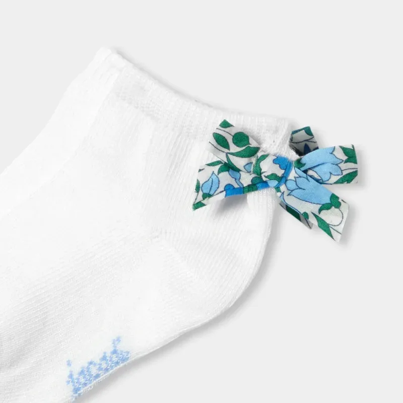 View 2 - Baby girl socks with Liberty fabric bow