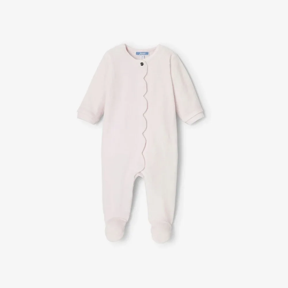 View 1 - Baby girl boucle knit velour pajamas
