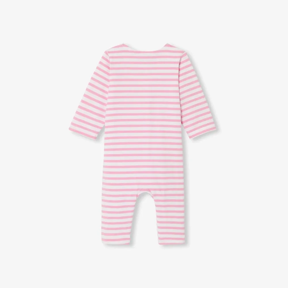 View 2 - Baby girl jumpsuit in striped jersey