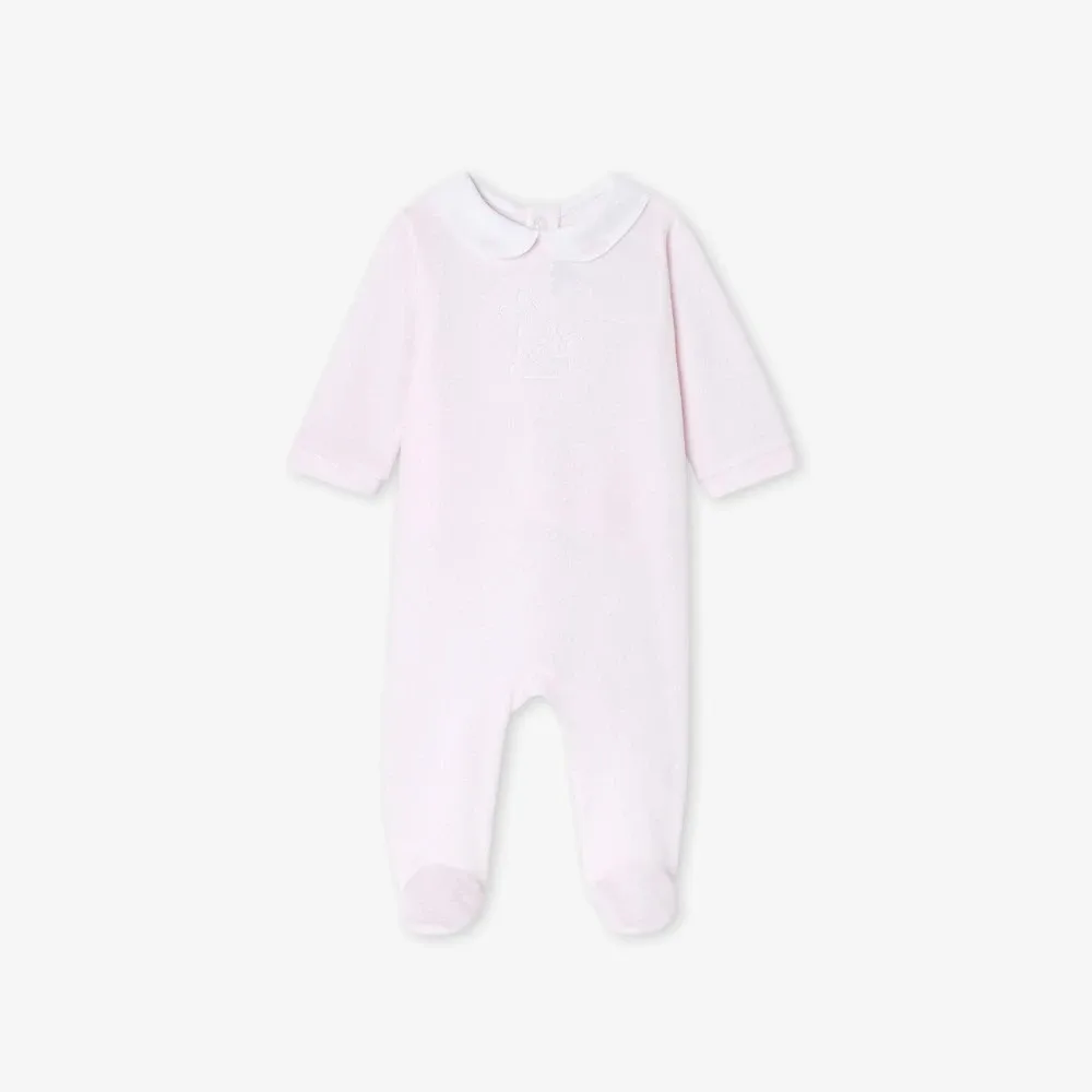 View 1 - Baby girl pyjamas in velvet bouclette