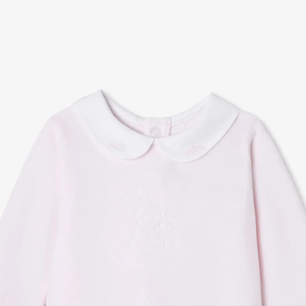 View 3 - Baby girl pyjamas in velvet bouclette